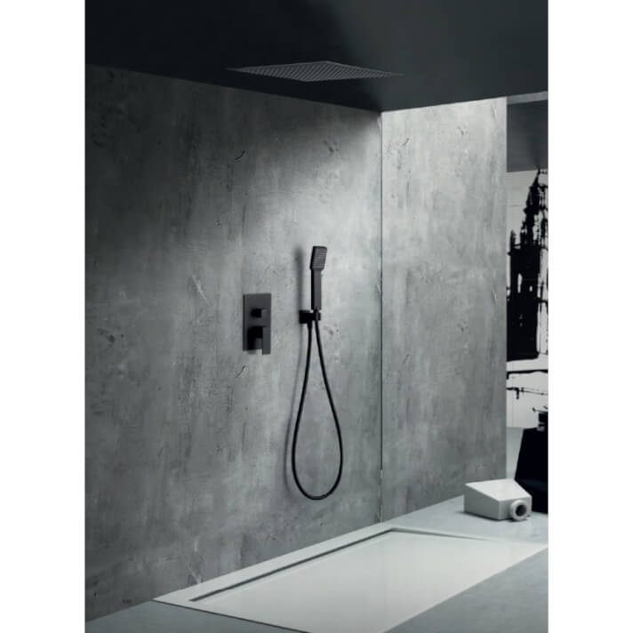 ENSEMBLE DE DOUCHE ENCASTRE AU PLAFOND NOIR MAT GET015/NG