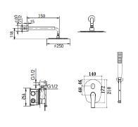 ENSEMBLE DE DOUCHE ENCASTRE INOX GPD055/AC