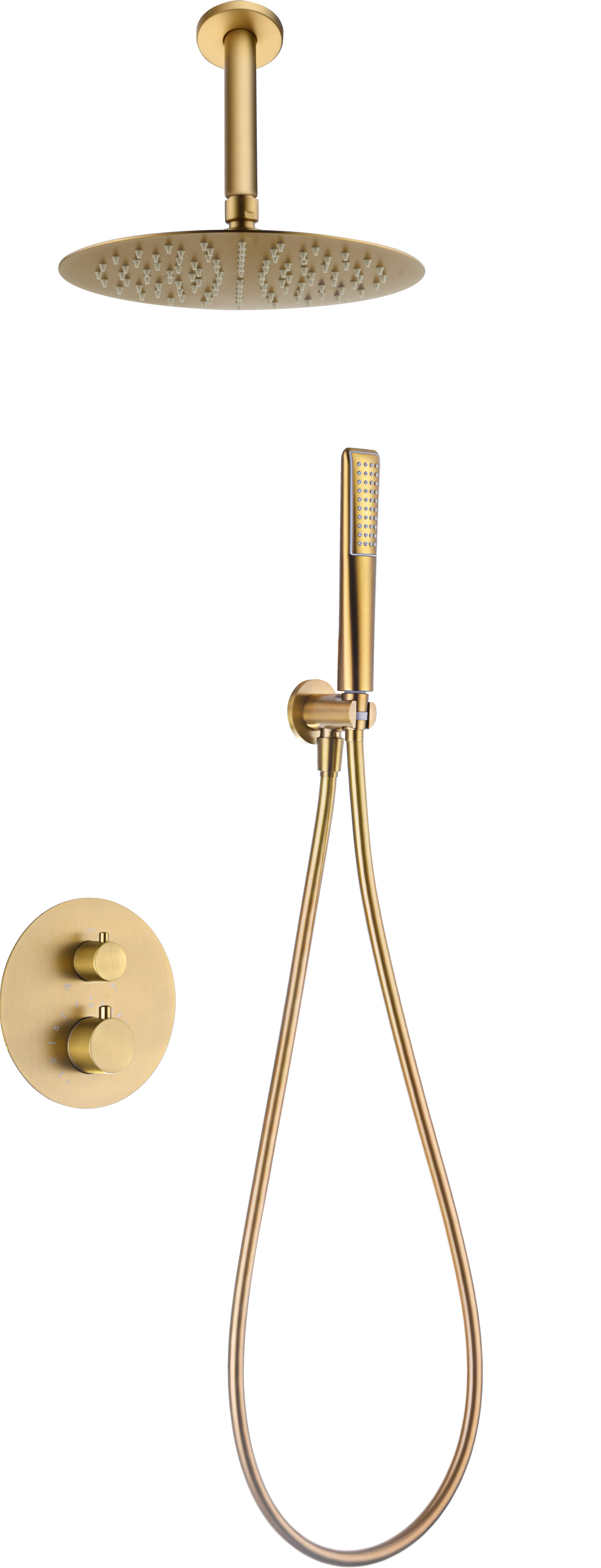 ENSEMBLE DE DOUCHE THERMOSTATIQUE ENCASTRE OR BROSSE GTS060/OC