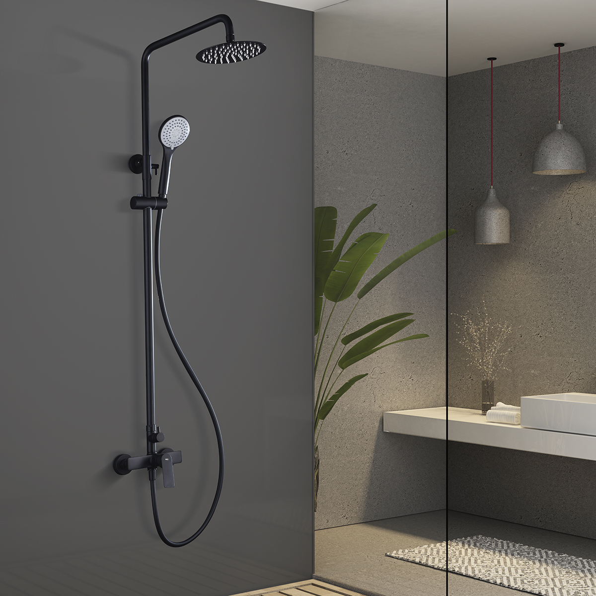 ENSEMBLE DE DOUCHE NOIR MAT  BDX023/NG