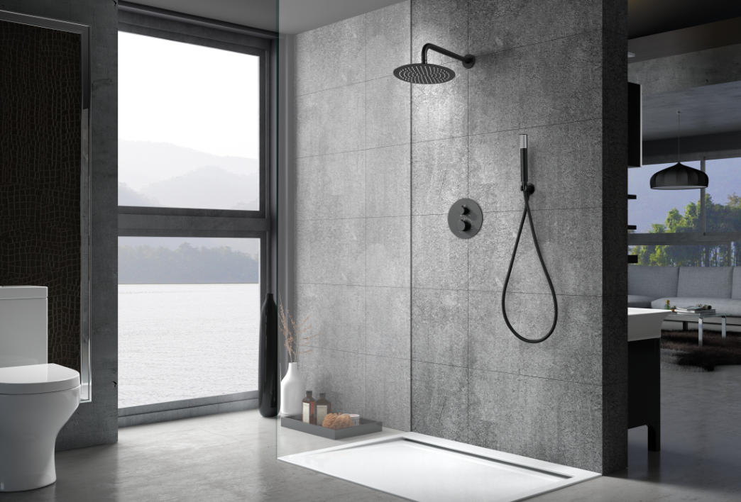 ENSEMBLE DE DOUCHE THERMOSTATIQUE ENCASTRE NOIR MAT GTG053/NG