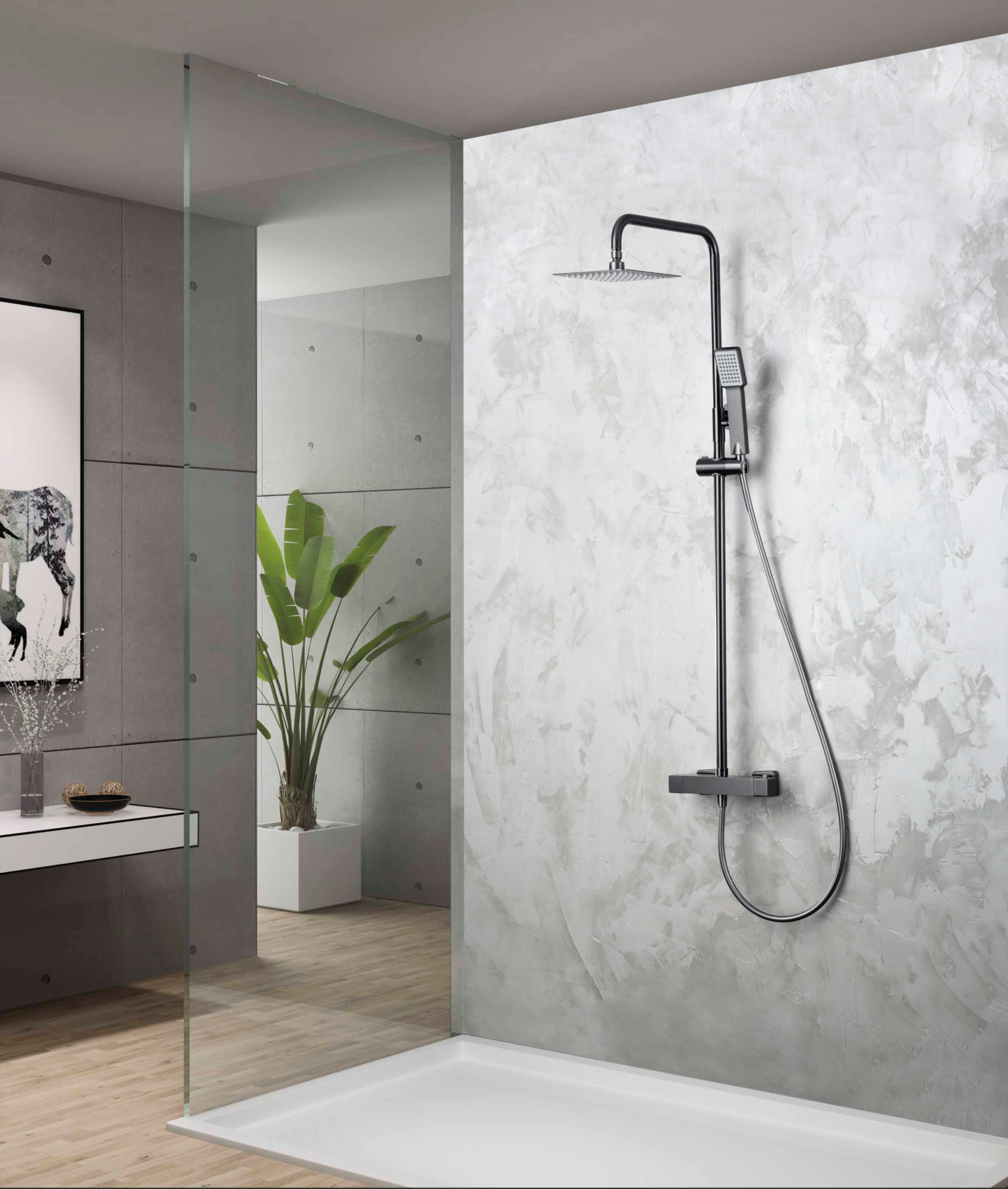 ENSEMBLE DE DOUCHE THERMOSTATIQUE BLACK GUN METAL BTAR025/BGM