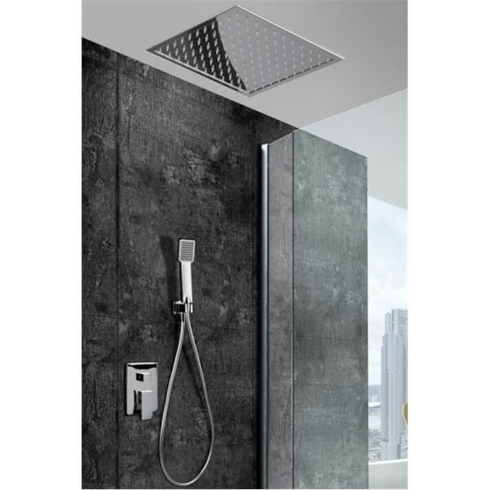 ENSEMBLE DE DOUCHE ENCASTRE AU PLAFOND CHROME GTE015