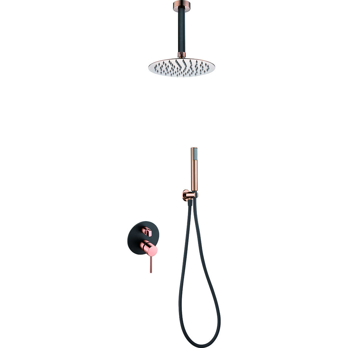 ENSEMBLE DE DOUCHE ENCASTRE NOIR DORE ROSE GPTS045/NOR