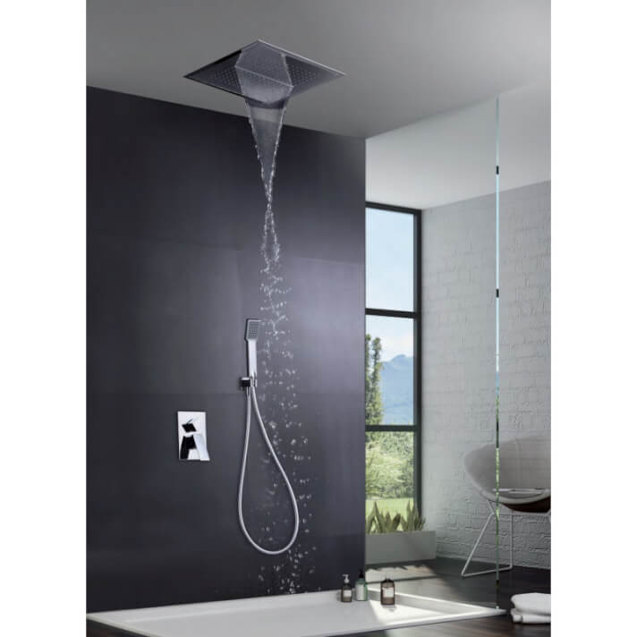 ENSEMBLE DE DOUCHE ENCASTRE AU PLAFOND CHROME GTS020