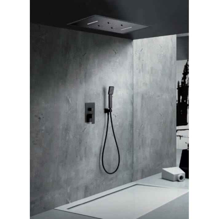 ENSEMBLE DE DOUCHE ENCASTRE AU PLAFOND NOIR MAT GTS019-P/NG