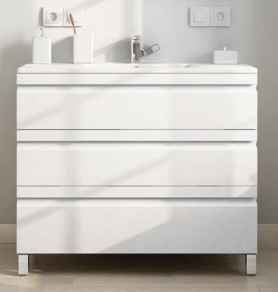 MEUBLE NATALIA 3 TIROIRS AVEC PIEDS + VASQUE CERAMIQUE PLUS