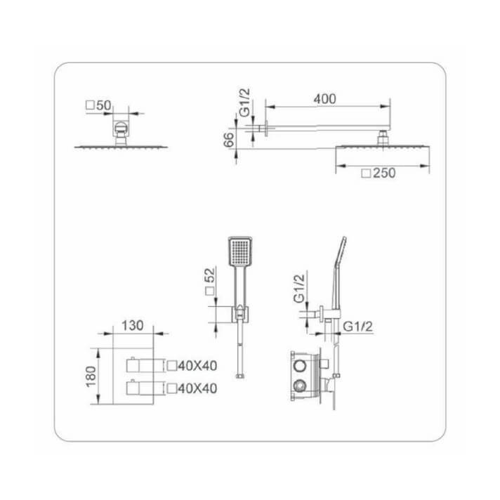 ENSEMBLE DE DOUCHE ENCASTRE BLANC MAT GPC009/BL